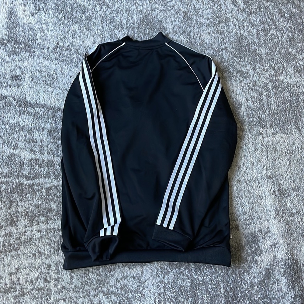Adidas Zip Up Jacket - Black w/White Racing Stripes - Picture 3 of 5